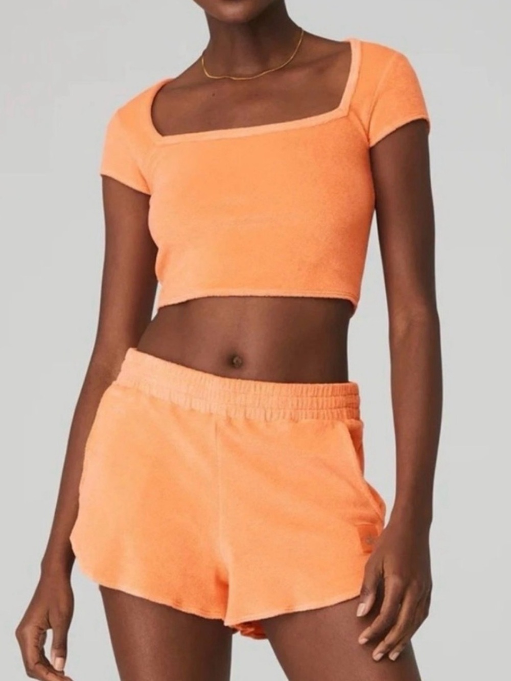 ALO Orange Terry Cloth S Crop Top NWOT